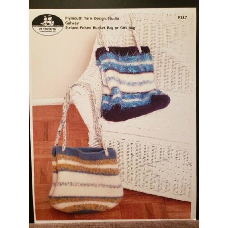 New Plymouth Design Studio P387 Galway Striped Felted Bucket Gift Bag Pattern