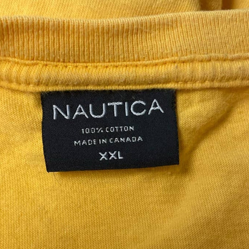 Nautica Mens XXL 100% Cotton Yellow Short Sleeve Crew Neck Sailboat Tee Shirt