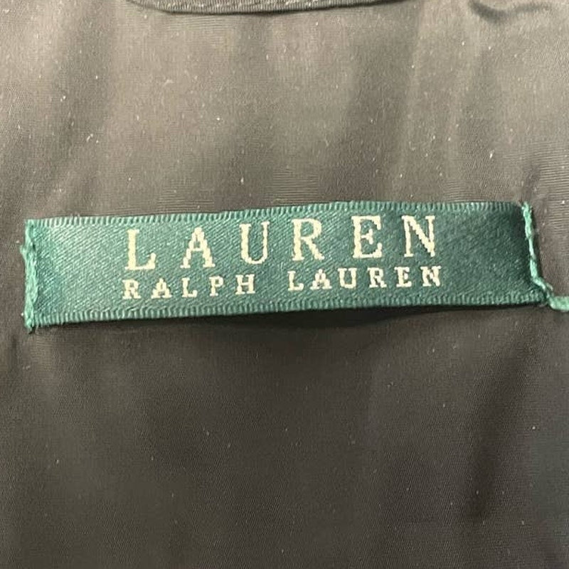 Lauren Ralph Lauren Small Black Quilted Faux Leather Trim Full Zip Jacket Coat