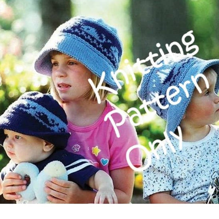 New Fiber Trends CH-5 Whales &amp; Sails Child Boat Hat Cap Knitting Pattern