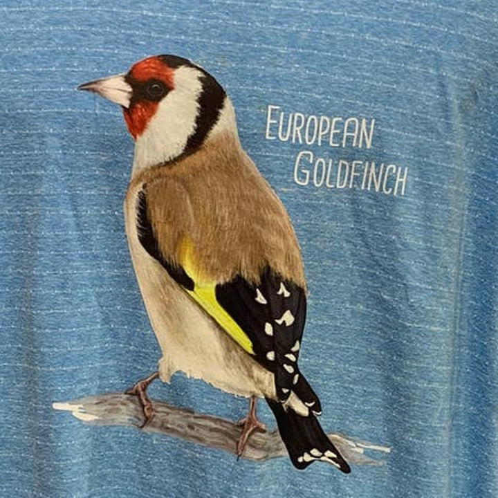 Upcycled Hand Printed 2XL Ukraine Flag European Goldfinch Slava Ukraini Tee