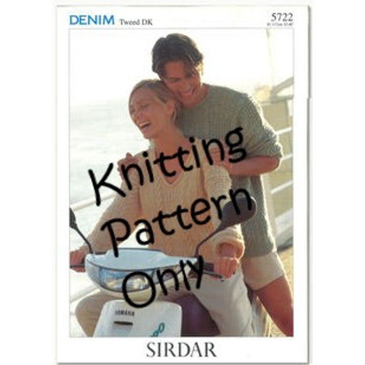 New Sirdar 5722 Denim Tweed DK Mens Womens Pullover Sweater Knitting Pattern