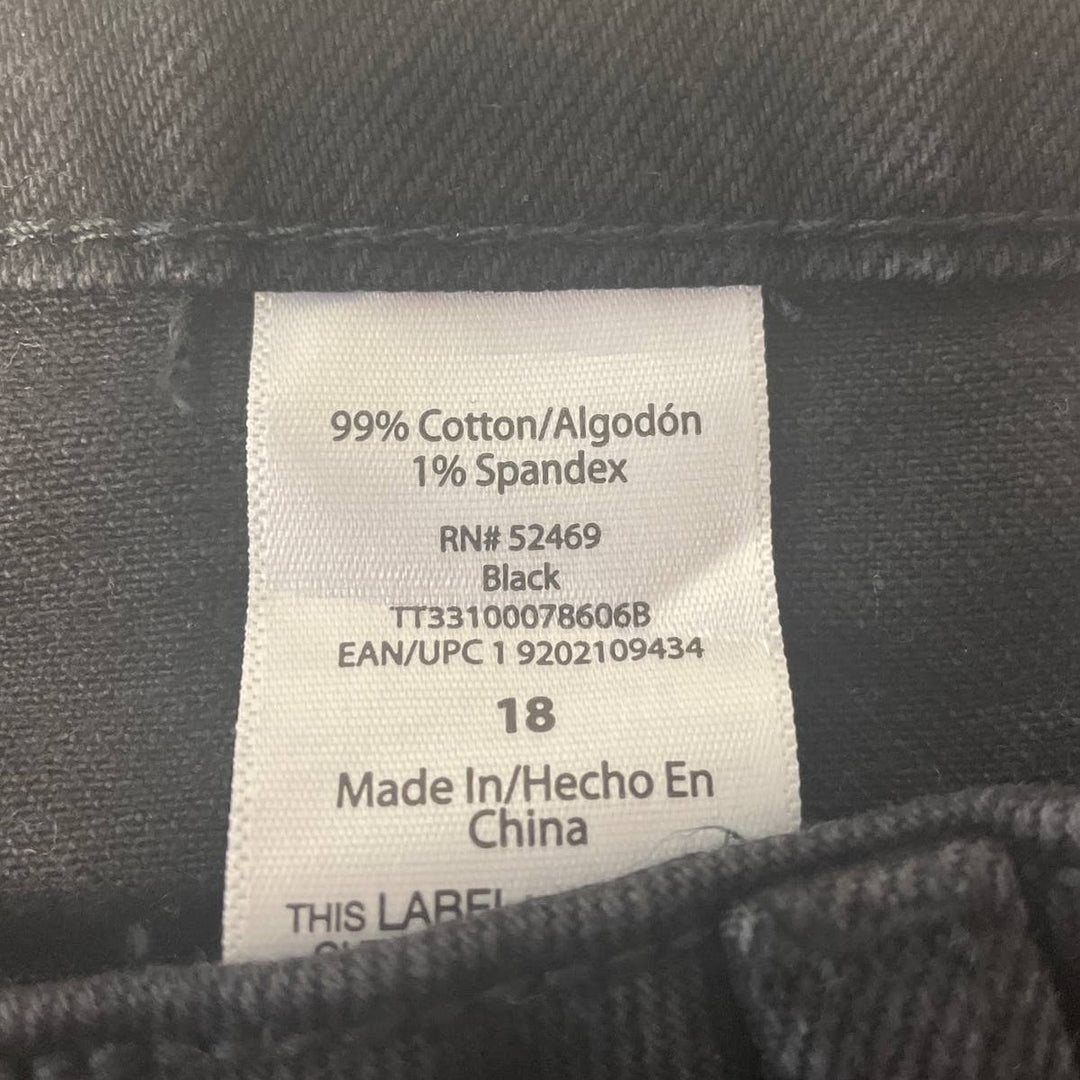 Time &amp; Tru Womens Size 18 High Rise Black Stretch Cotton Blend Denim Jeans