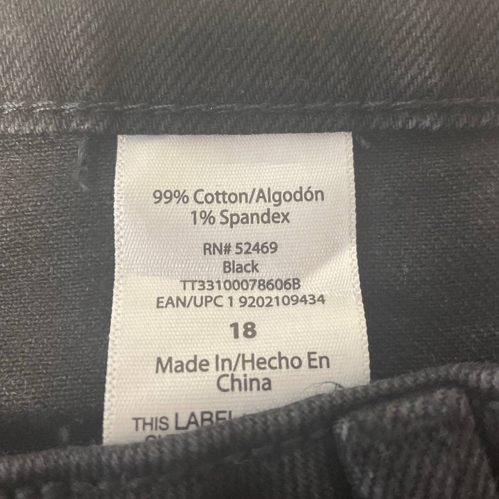 Time &amp; Tru Womens Size 18 High Rise Black Stretch Cotton Blend Denim Jeans
