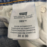 Levi's Mens 30 X 30 100% Cotton Regular Fit Straight Leg Denim Blue Jeans