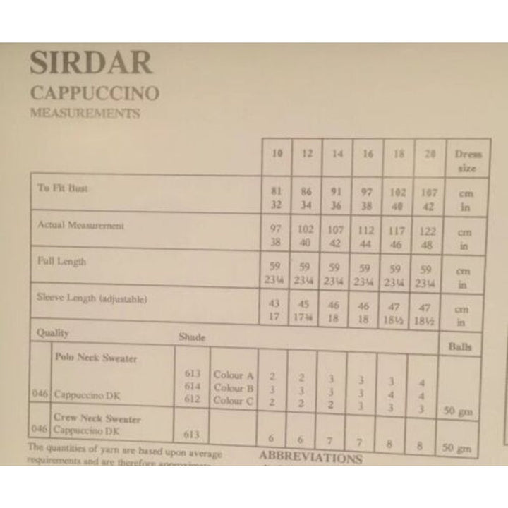 New Sirdar 5490 Cappuccino Double Knitting DK Pullover Sweater Pattern
