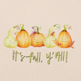 New Hand Printed It's Fall Y'all Pumpkin Gourd Autumn Canvas Shopper Tote Bag
