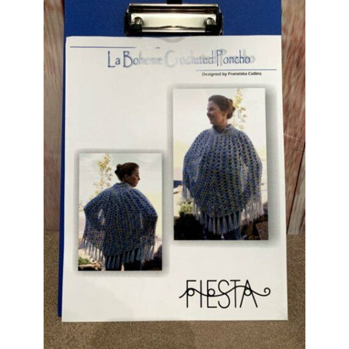 New Fiesta Yarns by Franziska Collins La Boheme Fringed Poncho Crochet Pattern