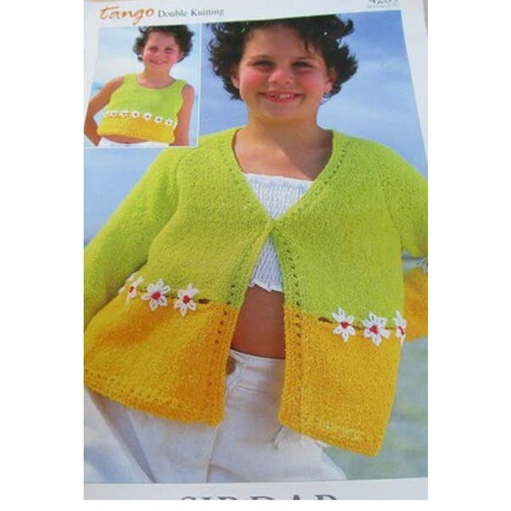New NOS Sirdar 4289 Tango Girls Cardigan Sweater Double Knitting Pattern