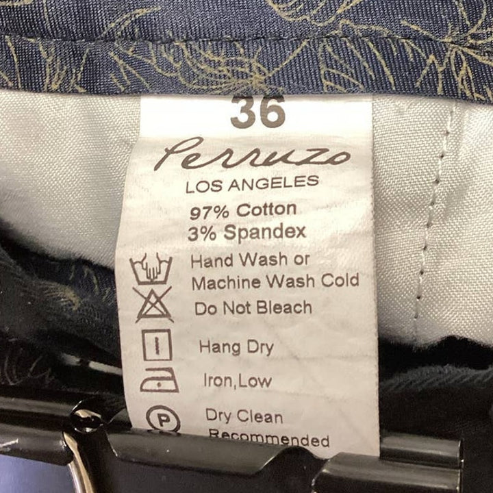 Perruzo Los Angeles Size Mens Size 36 Cotton Blend Black Chino Shorts w Pockets