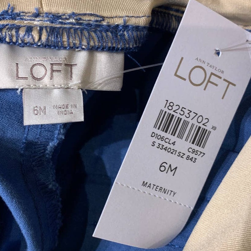 New New LOFT Size 6 Maternity Stretch Panel Cotton Blend Denim Tapered Pants