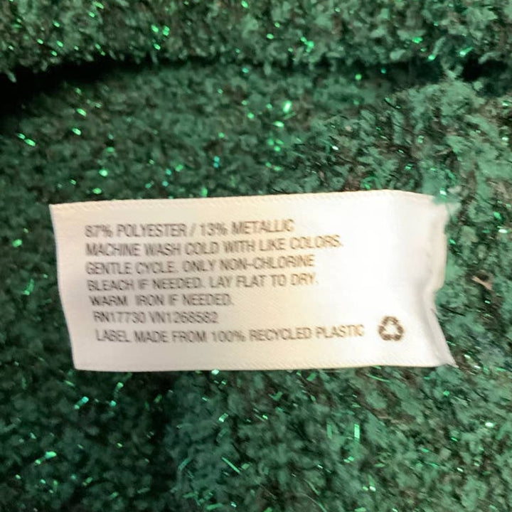 Ava &amp; Viv 1X Metallic Green Deep V Long Sleeve Polyester Knit Hi Low Sweater