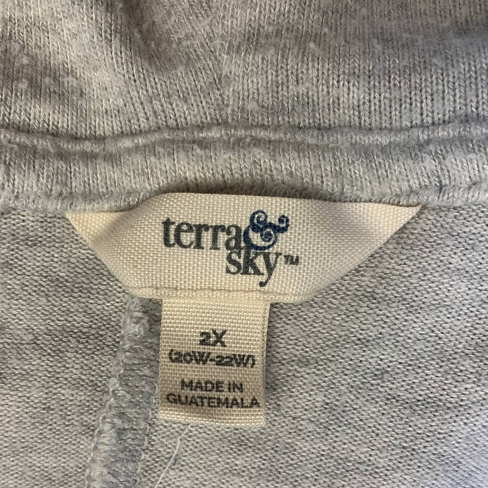 Terra &amp; Sky 2X Cowl Neck Batwing Rayon Blend Closed Sides Throw It On Poncho