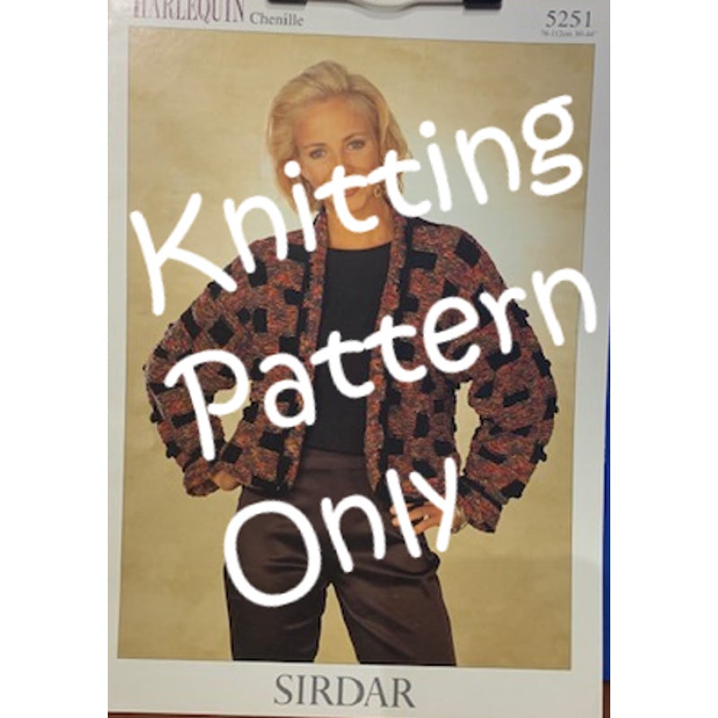New Sirdar 5251 Harlequin Chenille Modern Jacket Sweater Knitting Pattern
