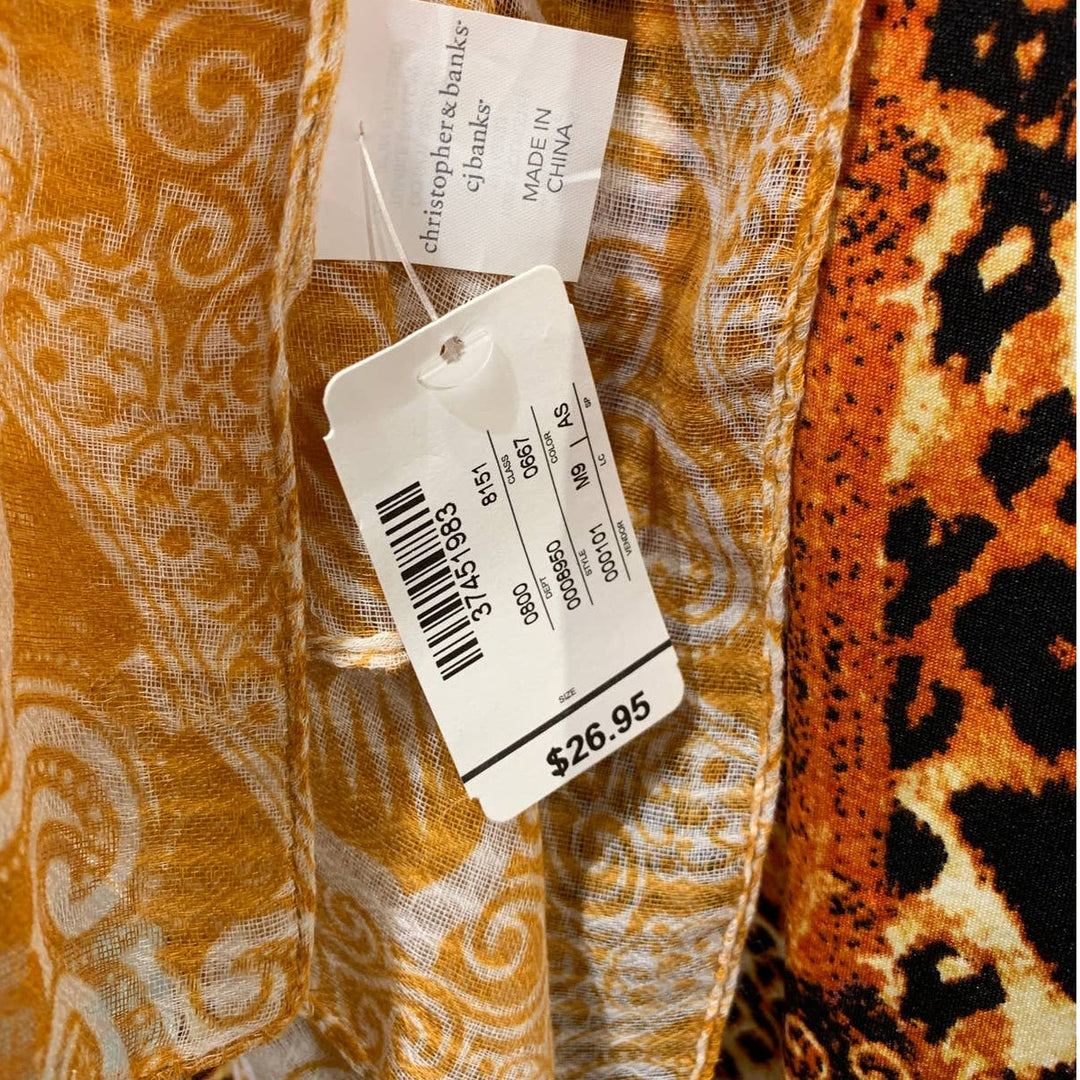 New York Collection 2X Lightweight Paisley Floral Stretchy Maxi Dress w Scarf