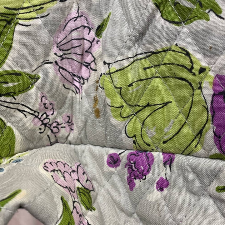 Vera Bradley Large Purple Blue Lime Floral Quilted Shoulder Bag Pockets Key Clip