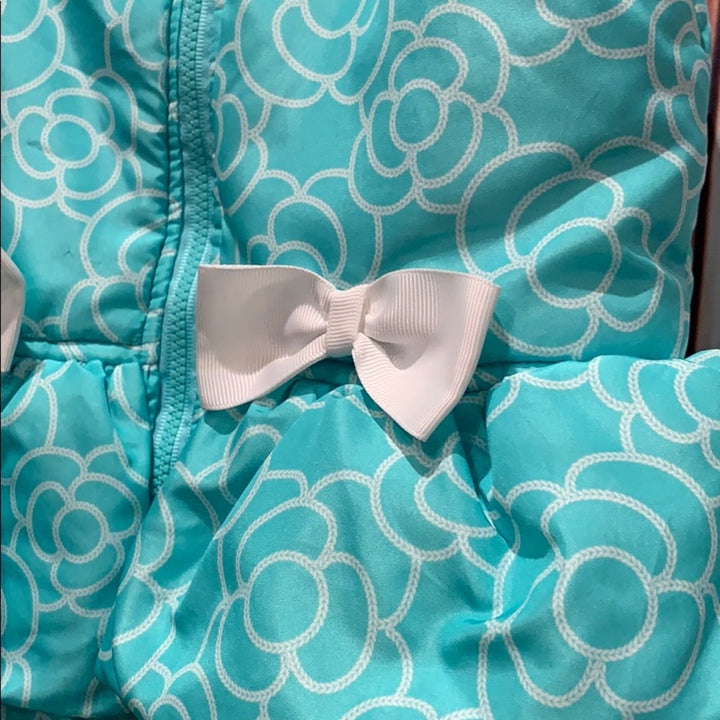 Kids Headquarters Girls Size 6 Green Ruffles Bows Polka Dot Full Zip Puffer Vest