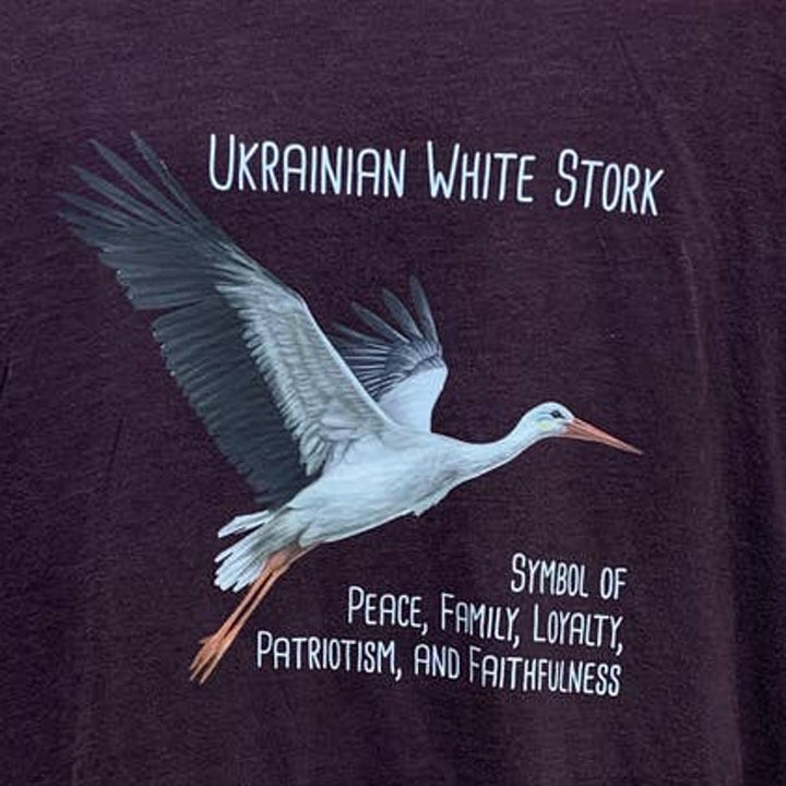 Upcycled Hand Printed Mens XXL Ukraine Peace Stork Bird Slava Ukraini Artist Tee