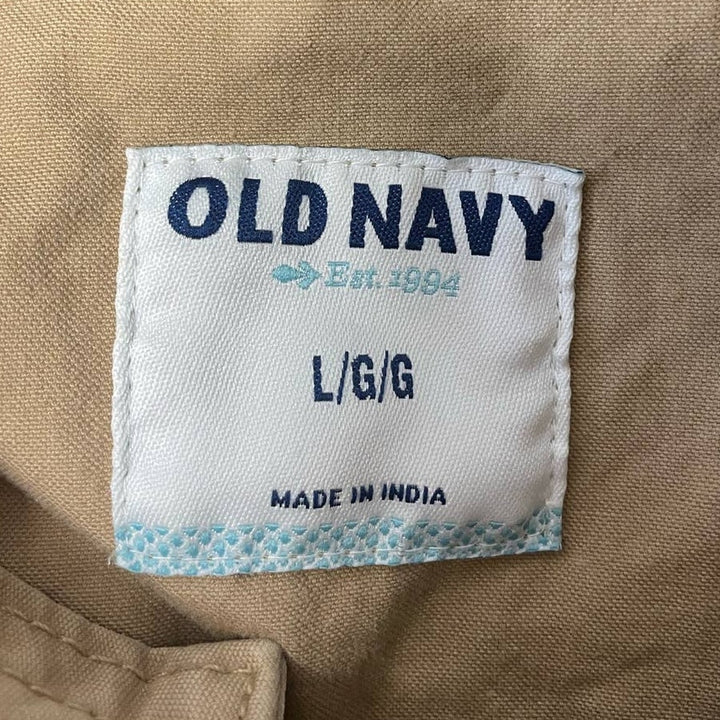 Old Navy Womens Large Zip Snap Up Khaki Military Style Lightweight Jacket
