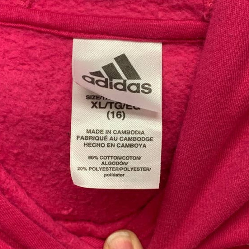Adidas Girls Youth Extra Large 16 Pullover Hoodie Sweatshirt with Front Pockets