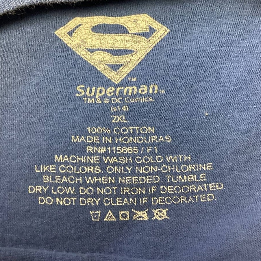 DC Comics Superman Mens 2XL Short Sleeve 100% Cotton Crew Neck Tee Shirt