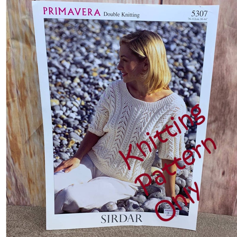 New Sirdar 5307 Primavera Double Knitting Cabled Pullover Sweater Top Pattern