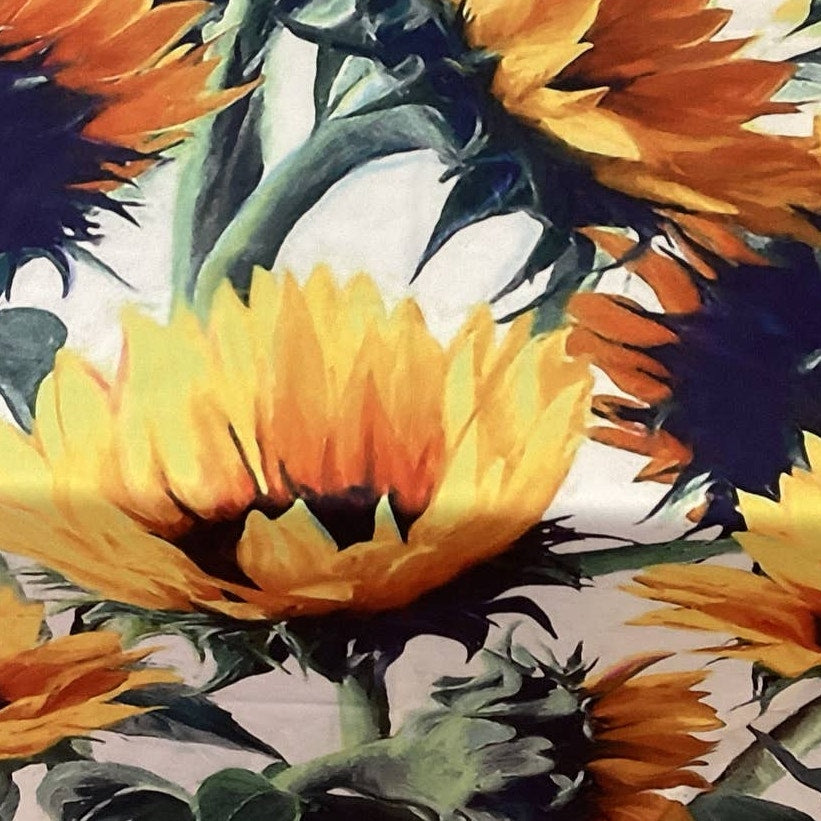 Sunflower Print Floral Polyester Blend 56" by 50" Tablecloth or Wall Tapestry