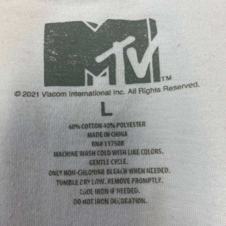 Viacom MTV Mens Large Music Television Floral Logo Short Sleeve Cotton Blend Tee