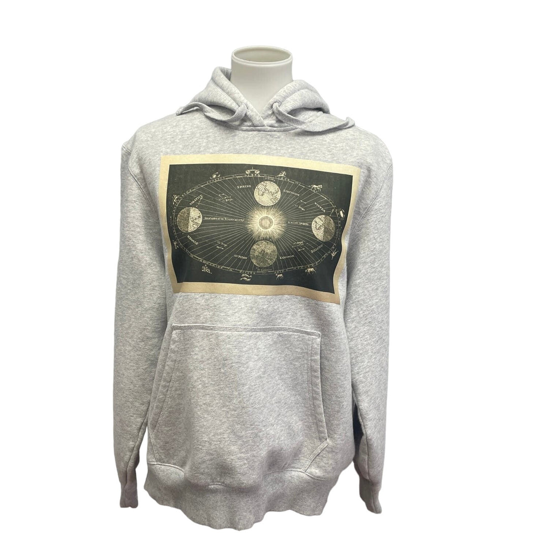 Hand Printed Upcycled Medium Vintage Book Page Astrology Chart Sweatshirt Hoodie