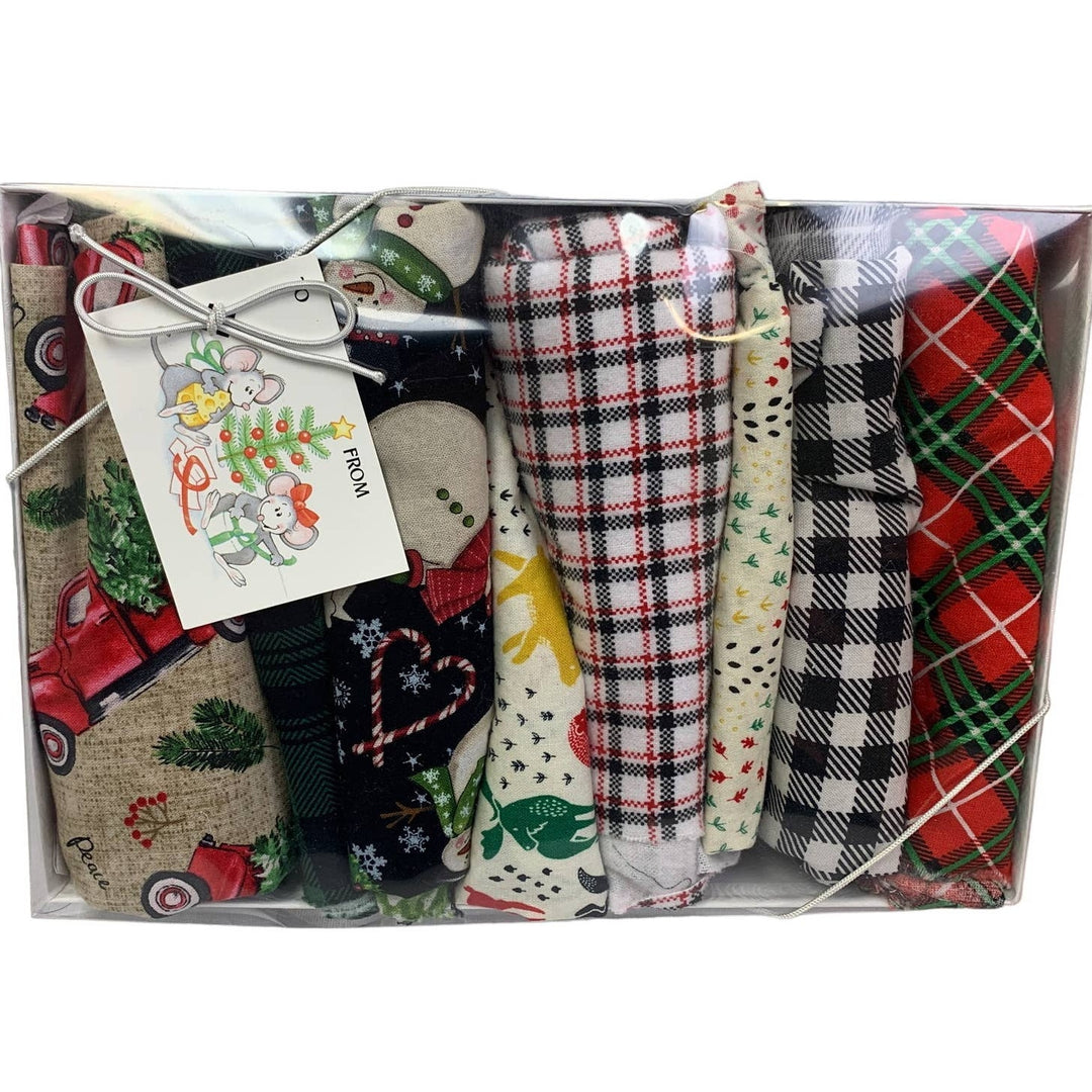 Crafters Christmas Snowman Truck Plaid Holiday Rescued Fabric Project Swatch Box
