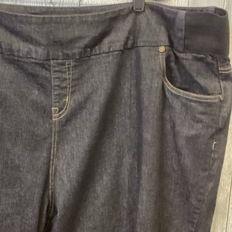Woman Within Plus Size 32W Stretch Cotton Pull On Elastic Waist Denim Blue Jeans
