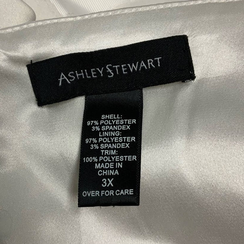 Ashley Stewart 3X White Silver Bling Sleeveless Full Zip Beaded Corset Top