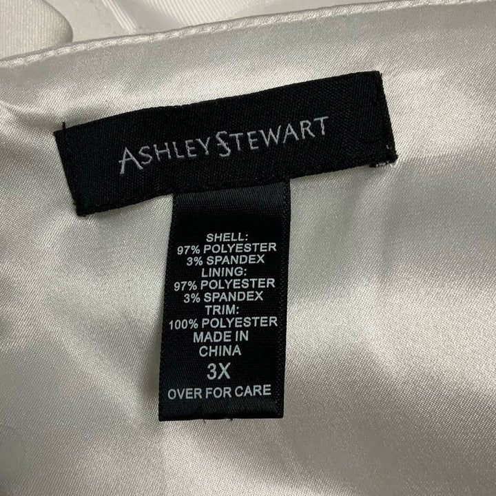 Ashley Stewart 3X White Silver Bling Sleeveless Full Zip Beaded Corset Top