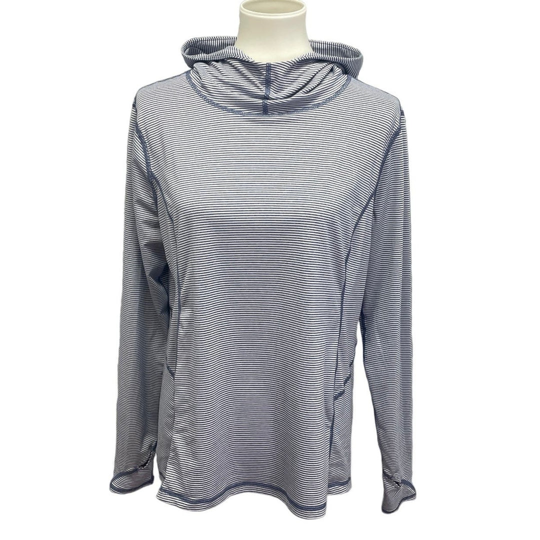 Danskin Now Womens Medium Striped Lightweight Yoga Hoodie w Thumbholes