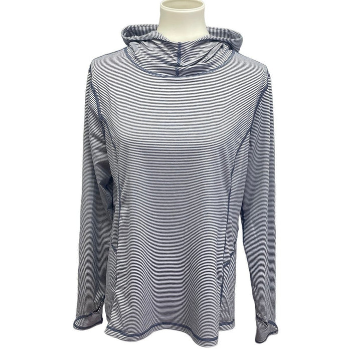 Danskin Now Womens Medium Striped Lightweight Yoga Hoodie w Thumbholes