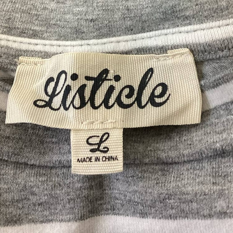 Listicle Womens Large Short Sleeve Striped Cotton Blend Tee Shirt w Open Back