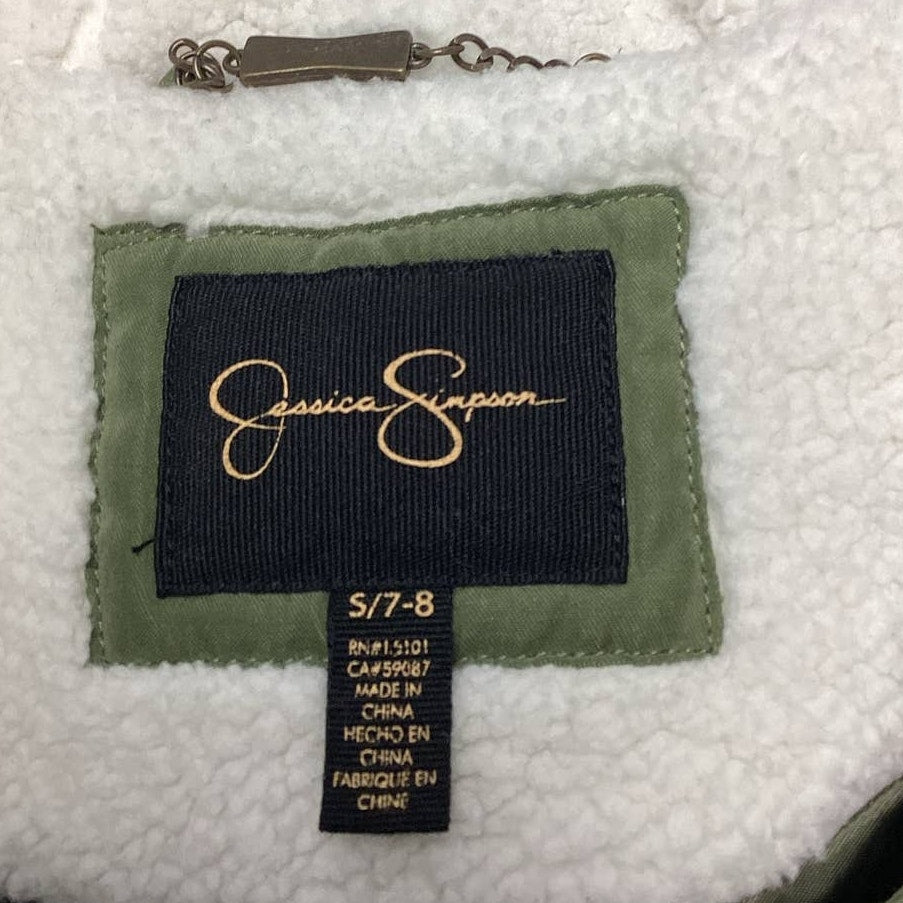 Jessica Simpson Girls Size Small 7-8 Warm Faux Fur Lined Hooded Full Zip Coat