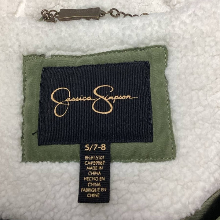 Jessica Simpson Girls Size Small 7-8 Warm Faux Fur Lined Hooded Full Zip Coat