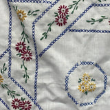 Vintage Handmade Cross Stitch Floral Diamond Wreath Ready to Frame Wall Art