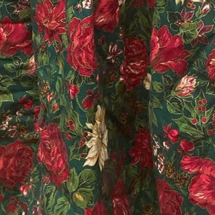 Handmade Girls Medium Christmas Holly Berry Rose Flower Sleeveless Dress