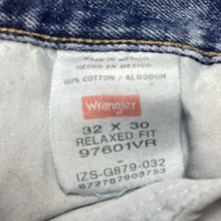 Wrangler Mens 32 X 30 Relaxed Fit 100% Cotton Straight Leg Denim Blue Jeans
