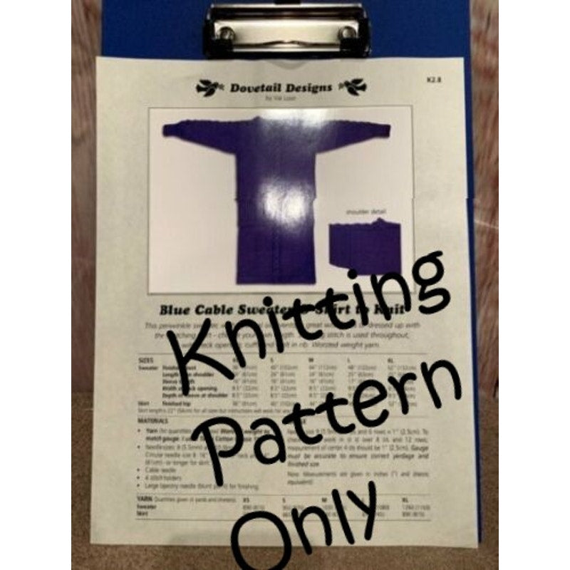 New 2001 Val Love for Dovetail Designs K2.8 Cable Sweater Skirt Knitting Pattern