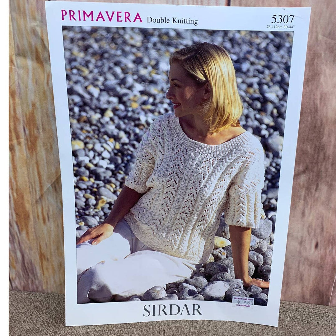 New Sirdar 5307 Primavera Double Knitting Cabled Pullover Sweater Top Pattern
