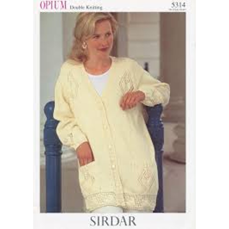 New Sirdar 5314 Opium Long Cardigan Sweater Double Knitting Pattern