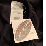 New Hand Printed Small Cotton Rhinestone Fall Autumn Leaf Long Sleeve Black Tee