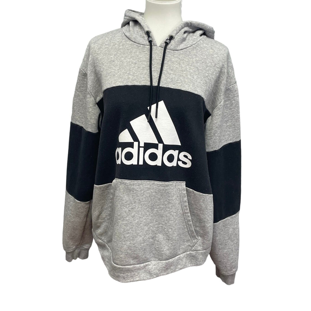 Adidas Mens Large Long Sleeve Striped PolyCotton Pulllover Sweatshirt Hoodie