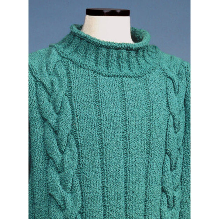 New Sue McCain Vermont Fiber Design 121 Cable Wide Rib Rollneck Pullover Pattern