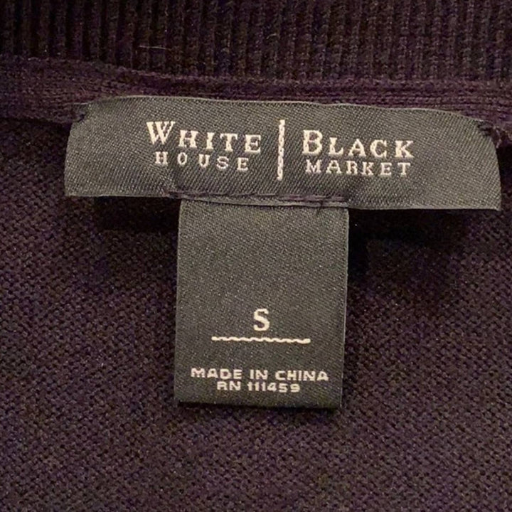 WHBM White House Black Market Small Black Striped Gold Sparkle Boatneck Sweater