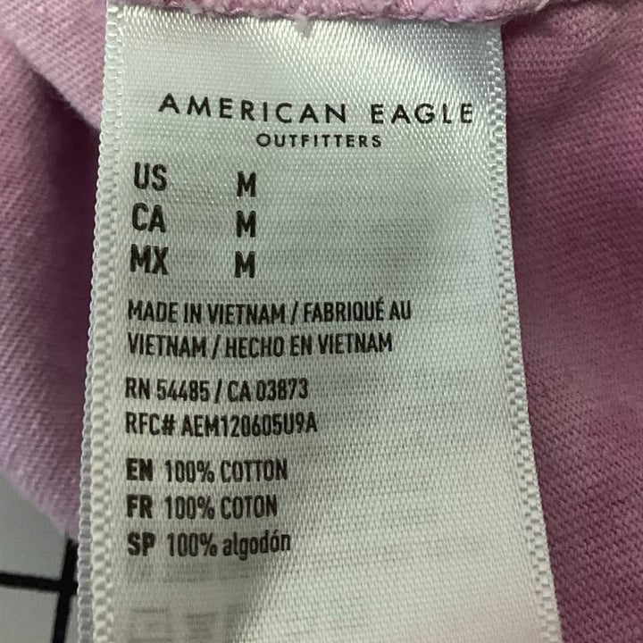 American Eagle Mens Medium Standard Fit Long Sleeve 100% Cotton Crew Neck Tee