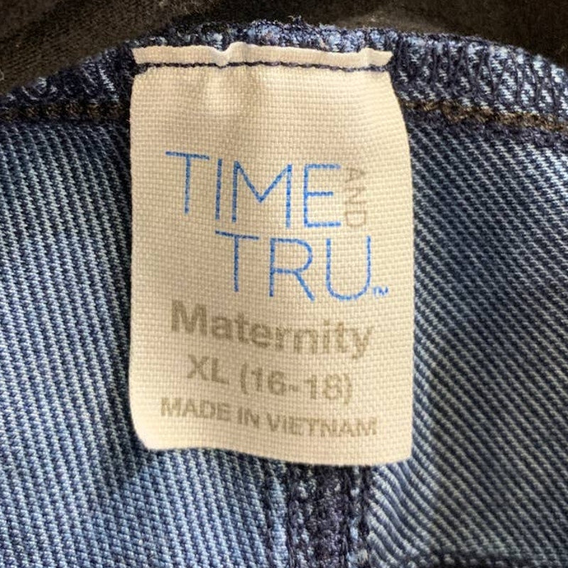 Time &amp; Tru XL Maternity Stretch Panel Cotton Blend Denim Tapered Dark Wash Jeans
